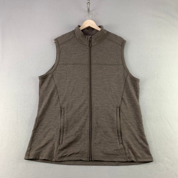 Woolx Jackets & Blazers - Woolx Merino Wool Full Zip Vest Womens 1X Brown Outdoor Performance Full Zip